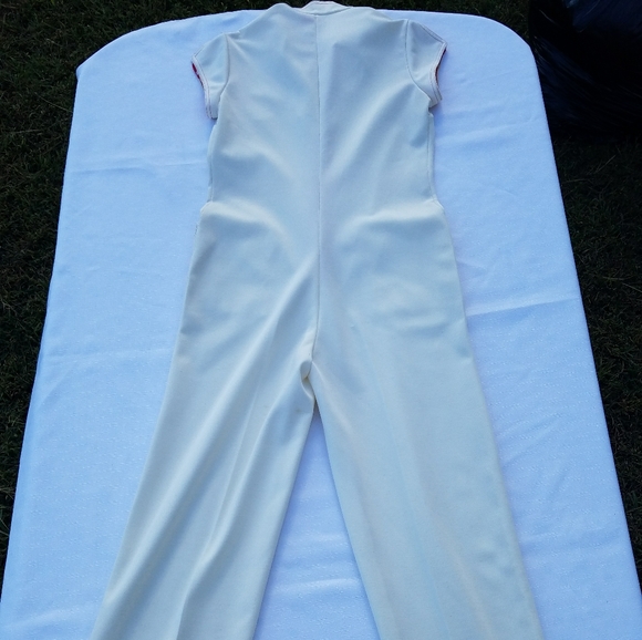 VTG Jumpsuit 1960's White Red Cherry 70's S - Picture 7 of 9
